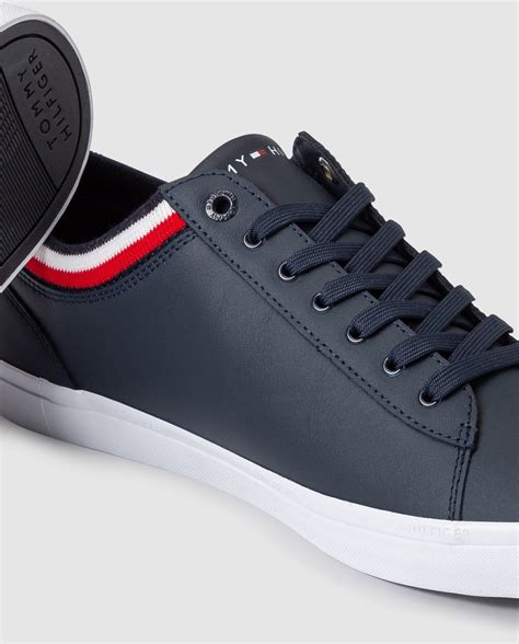 Zapatillas De Hombre De Piel Tommy Hilfiger De Color Azul Con Logo