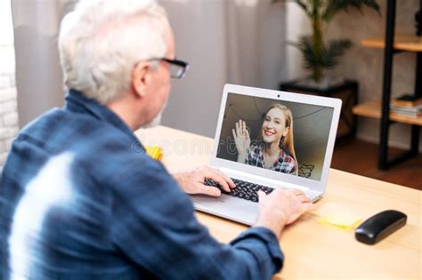 A Guy is Using Laptop for Video Call, Zoom Stock Image - Image of ...