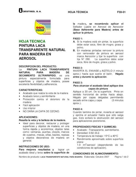 PDF Hoja Tecnica Laca Transparente Natural Para Madera DOKUMEN TIPS