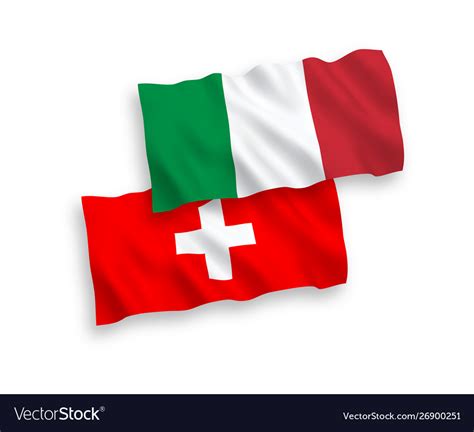 Flags Italy And Switzerland On A White Royalty Free Vector