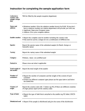 Fillable Online Instruction For Completing The Sample Application Form