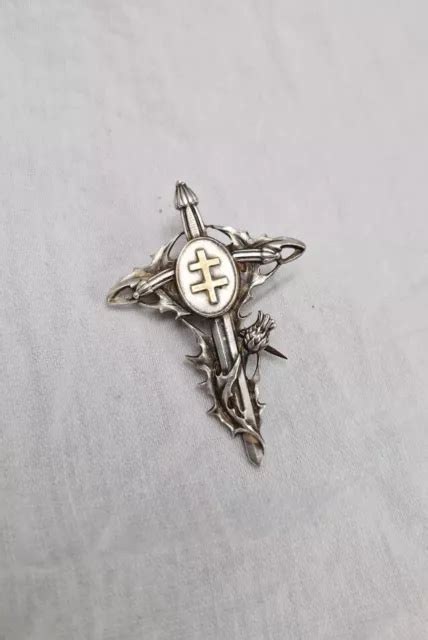 BROCHE PATRIOTIQUE CROIX De Lorraine Et Chardon d époque Art Nouveau