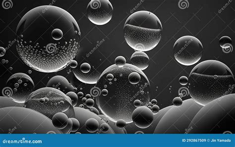 Abstract Black and White Bubbles on a Dark Background, 3d Illustration