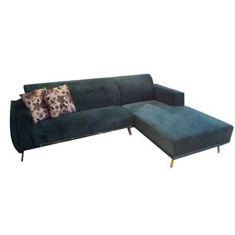 Seater Velvet Corner L Shape Wooden Sofa Set With Lounger At Rs