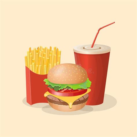 Hamburguer Batatas Fritas E Copo Da Soda Os Desenhos Animados