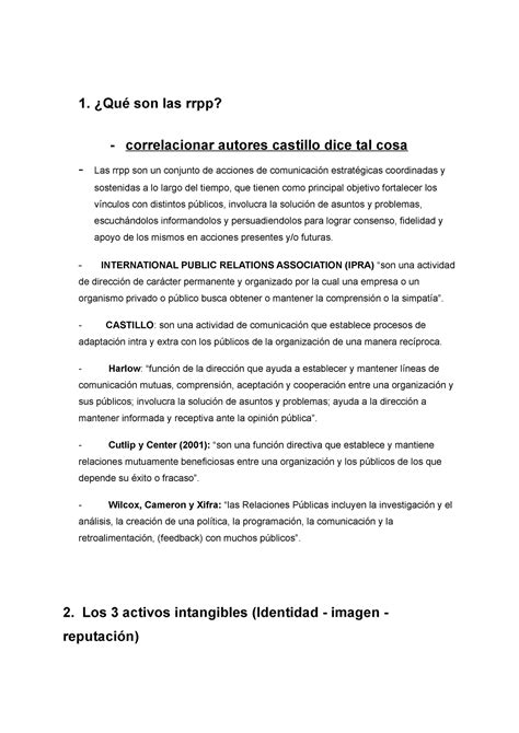 Final de rrpp 1 Definición públicos y activos intangibles 1 Qué