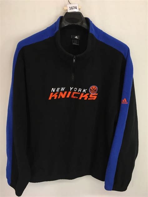 MENS 2XL XXL NEW YORK KNICKS ADIDAS FLEECE JACKET NBA 1 2 ZIP Adidas