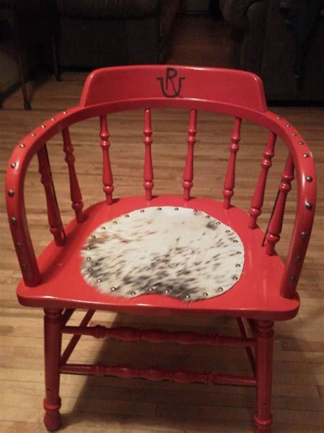 Dining Room Table Chair Pained Pendleton Red With Speckled Cowhide