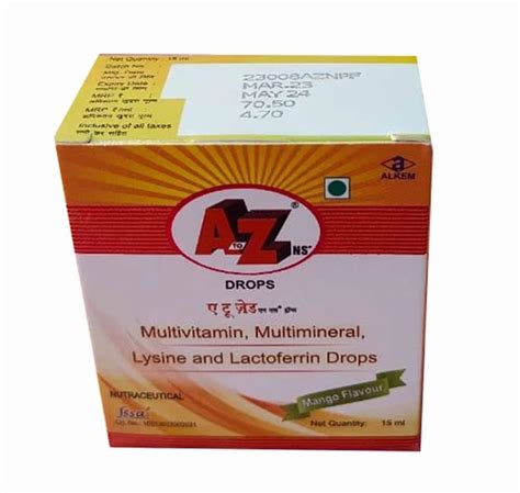 Multivitamin Multimineral Lysine Lactoferrin Drops Packaging Size 15