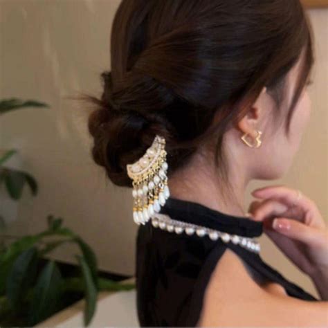 Pearl Metal Hairpin Rhinestone Pearl Hair Stick Sweet U Shaped Hair