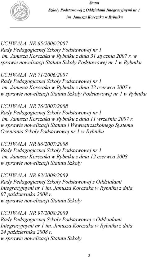 Statut Szkoły Podstawowej z Oddziałami Integracyjnymi nr 1 im Janusza