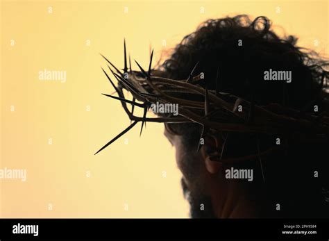 Jesus Christ Portrait With Crown Of Thorns Stock Photo Alamy