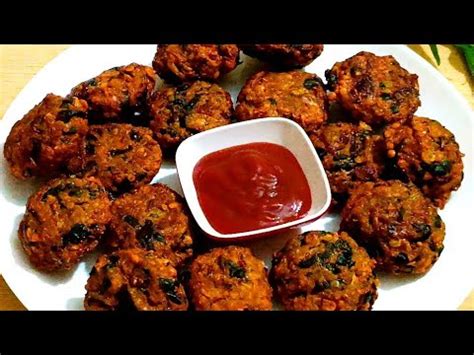 Pui Shak Pakora Malabar Spinach Fritters Bachalikura Pakoda Red Lentils