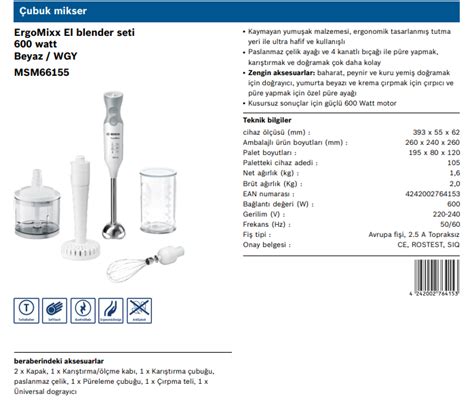 Bosch MSM66155 ErgoMixx 600 W El Blender Seti Fiyatı