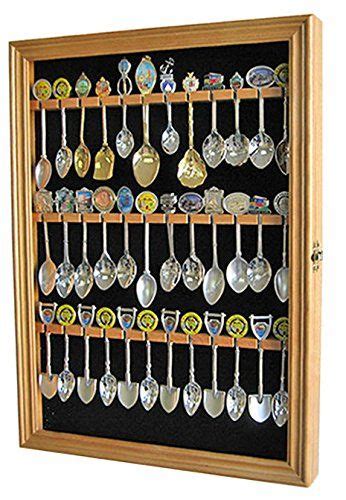 Souvenir Tea Spoon Display Case Rack Cabinet Lockable Glass Door Oak