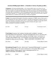 Annotated Bib Rubric Pdf Annotated Bibliography Rubricevaluation