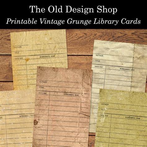 Printable Vintage Library Catalog Cards Digital Collage Sheet Etsy