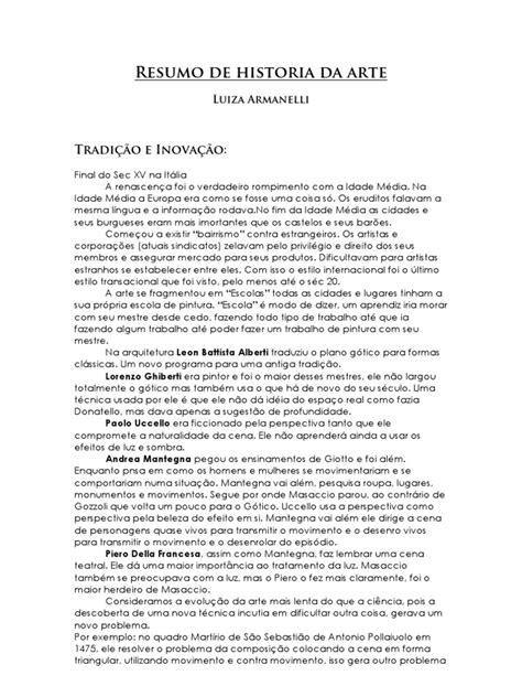 Historia Da Arte Resumo - Resumo Historia Da Arte | Download grátis PDF | Leonardo da Vinci ...