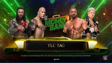 WWE 2k23 The Rock Roman Reigns Vs Triple H Cody Rhodes Tlc