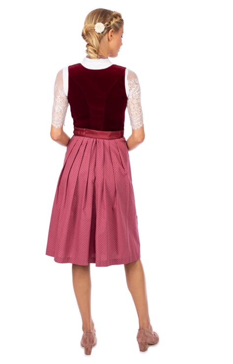 Marjo Midi Dirndl 2tlg 65cm INKA Rubinrot Bestellen