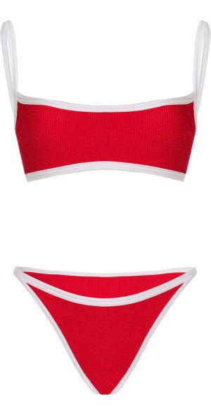 Hunza G Tyler Seersucker Bikini Red OS