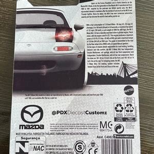 Hot Wheels Custom Card Mazda Miata 1 64 With Real Rider Swap Wheels And