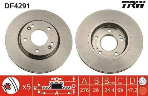 2x TRW DF4291 Disque de frein pour HYUNDAI SANTA FÉ I SM TRAJET FO