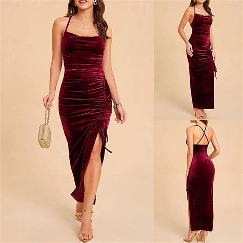 Idall Prom Dresses Formal Dresses Sexy Deep V Neck Sleeveless Velvet