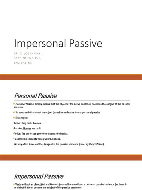 Impersonal Passive | PDF | Verb | Syntactic Relationships