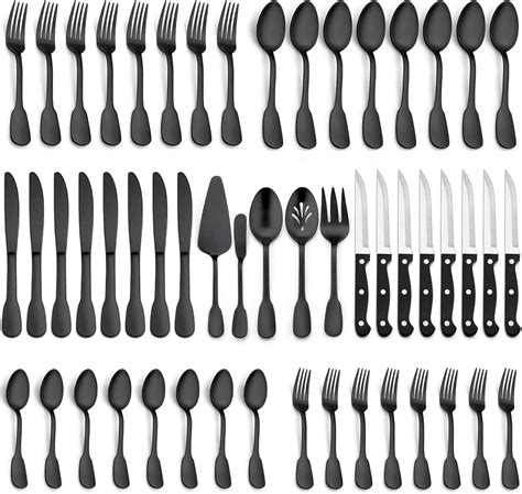 Amazon LIANYU 53 Piece Matte Black Silverware Flatware Set With