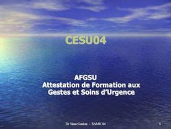 CESU04 AFGSU Attestation De Formation Aux Gestes Et Soins D Urgence