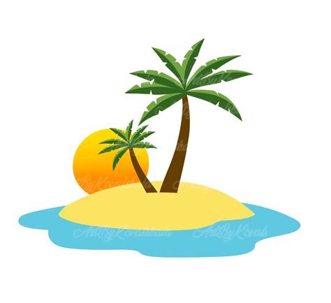 Palm Tree Clipart Palm Tree Png Sunset Island Clipart Digital