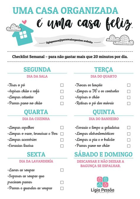 Planner Sobre Limpeza Semanal Rotinas De Limpeza Organização Da Casa Limpeza Semanal Da Casa