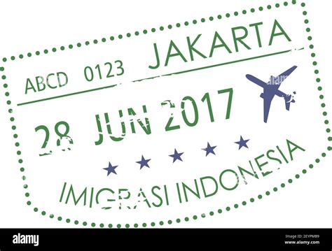 Jakarta Immigration Office Visa Stamp Isolated Vector Indonesia Border