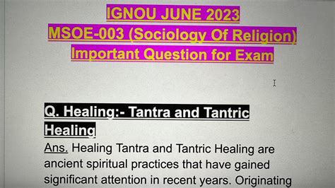 IGNOU JUNE 2023 MSOE 003 Important Exam QuestionHealing Tantra