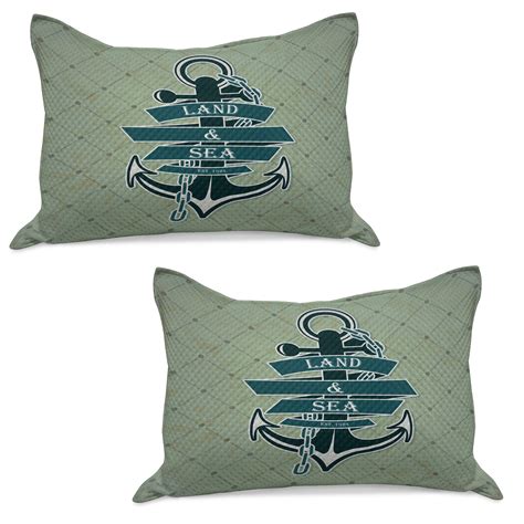 Anchor Knitted Quilt Pillowcover Set Of Nautical Themed With Land