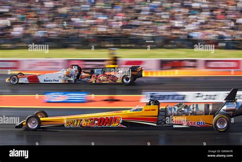 Side By Side Jet Cars At Santa Pod Raceway Julian Webb In Split Second