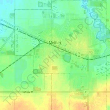 Melfort topographic map, elevation, terrain