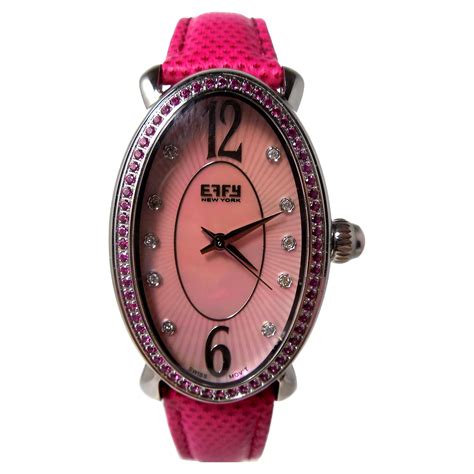 Pink Sapphire And Diamond Pave Dial Luxury Swiss Quartz Exotic Leather