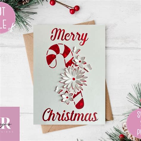 Merry Christmas Card Svg Pop Up Christmas Card Svg D Etsy