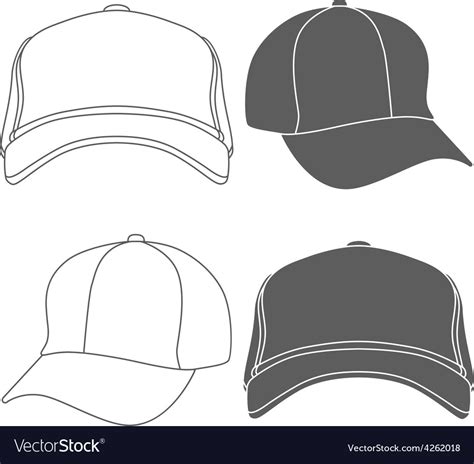 Baseball Cap Outline Silhouette Template Isolated Royalty Free Vector Image Vectorstock