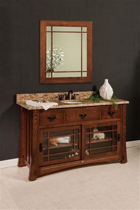 Amish 60 Portland Single Bathroom American Vanity Cabinet With Inlays Bathroom Furniture