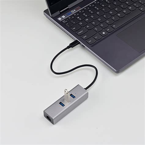 USB C hub 3 Port + Gigabit Ethernet Adapter, Aluminum