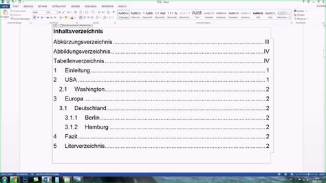 Ph Nomenal Word Automatisches Inhaltsverzeichnis Und Seitenzahlen