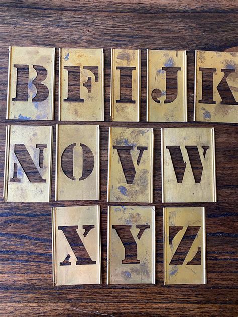 Vintage Brass Letter Number Stencils Collage Mixed Media | Etsy