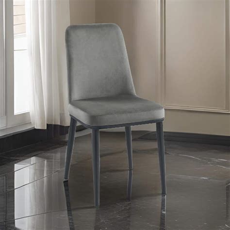 Benjara Gray And Black Velvet Metal Frame Dining Chair Set Of