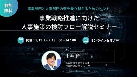 【終了しました】事業戦略と連動した人事施策の検討フロー解説セミナー 株式会社インヴィニオ