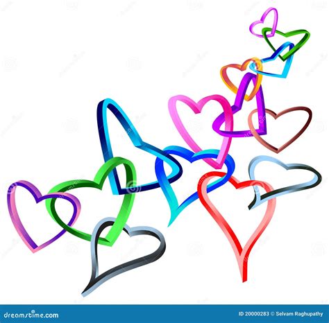 Linked 3 D Hearts Stock Vector Illustration Of Line 20000283