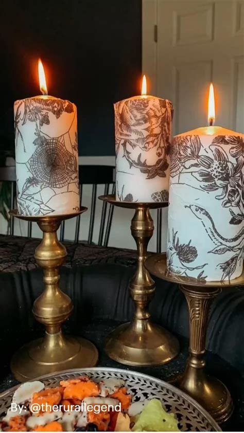 DIY Patterned Christmas Pillar Candles