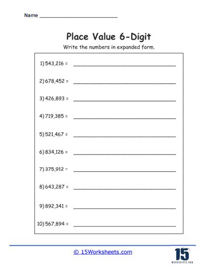 6-Digit Place Value Worksheets - 15 Worksheets.com